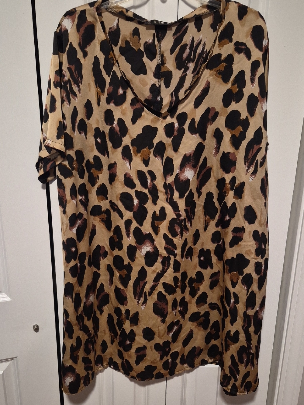 SHEIN Leopard Print Mini Dress in Tan, Black, Brown